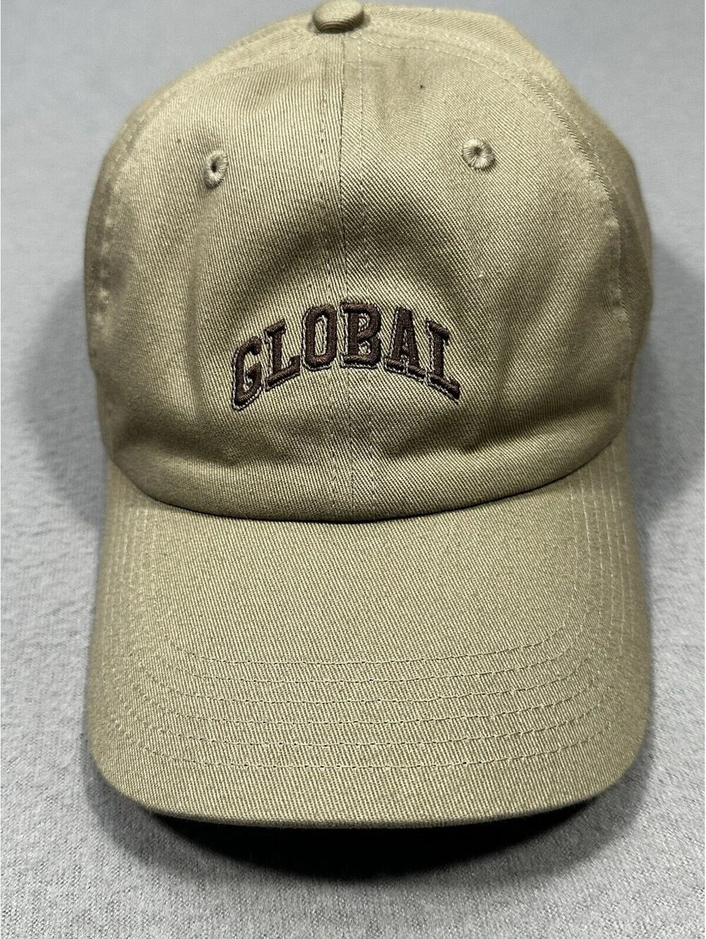 H&M Global Embroidered Dad Hat Tan Adjustable Strap Baseball Cap One Size
